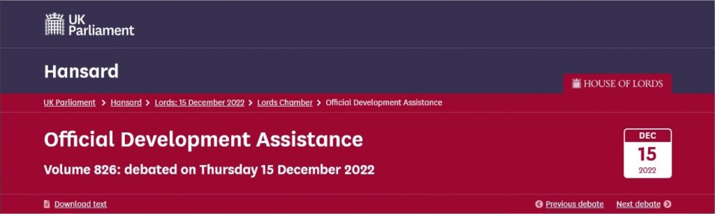 ODA debate 15th December 2022