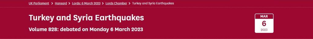 Turkey and Syria Earthquake debate 6th March 2023